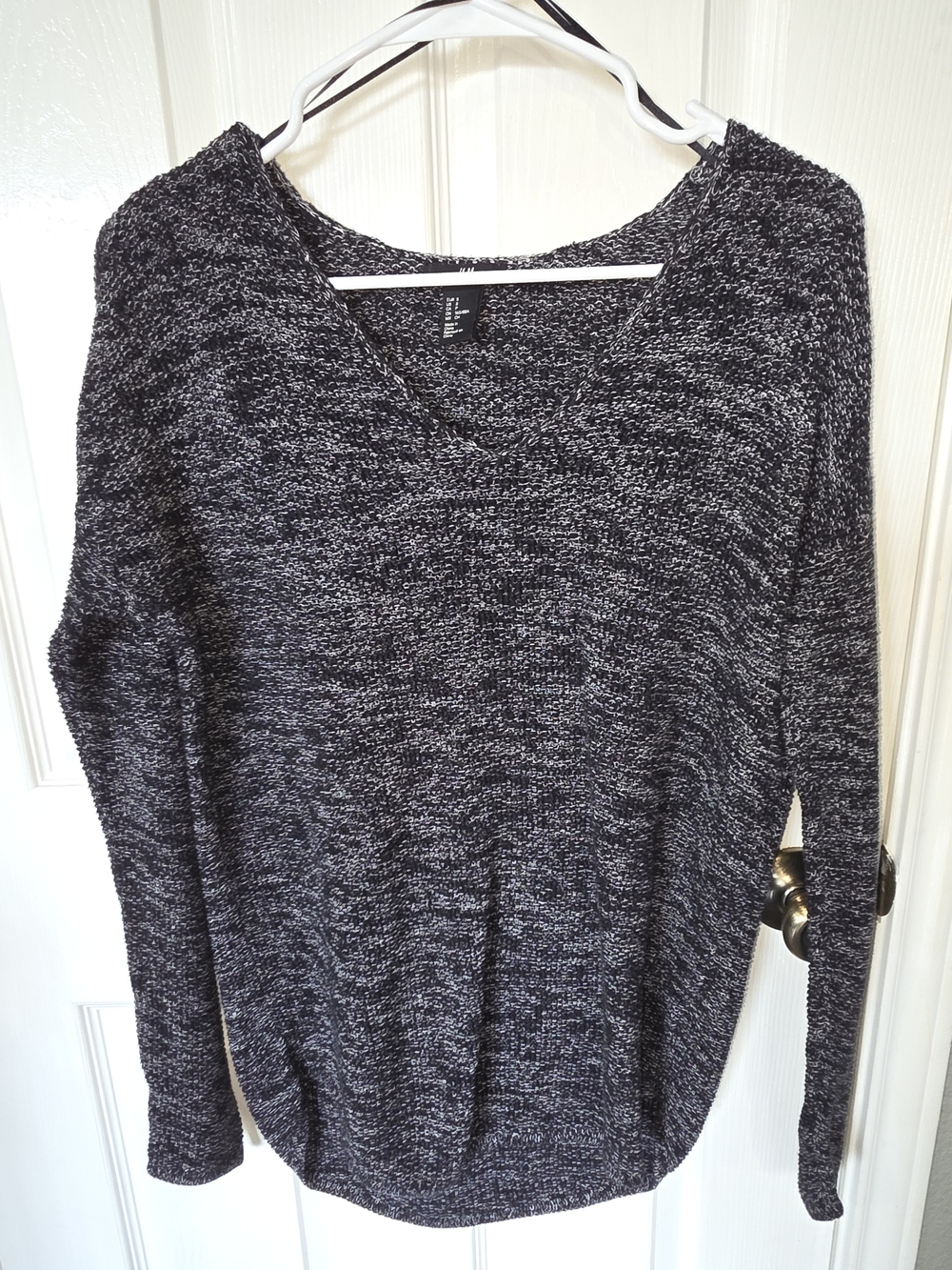 H&M Black and White Marled Scoop Neck Sweater